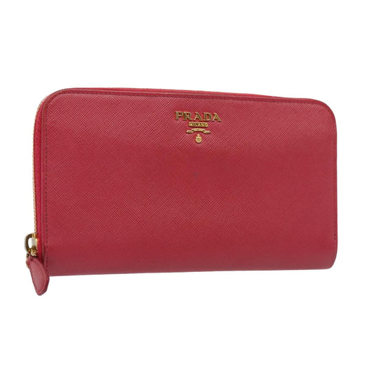 PRADA Long Wallet Safiano leather Pink Auth 80203