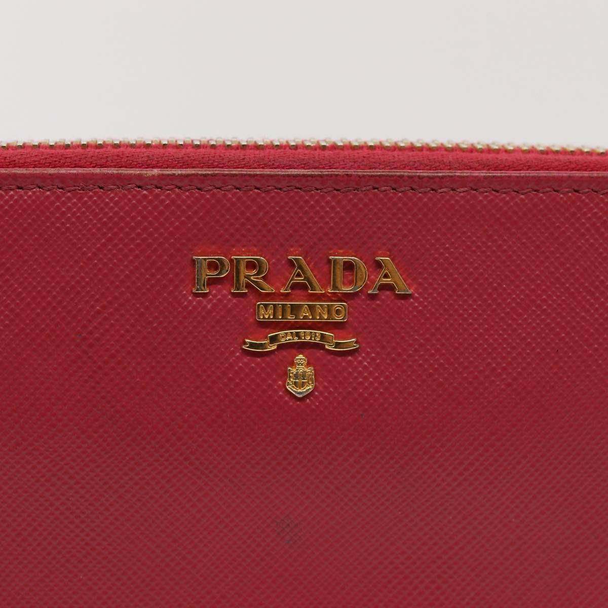 PRADA Long Wallet Safiano leather Pink Auth 80203