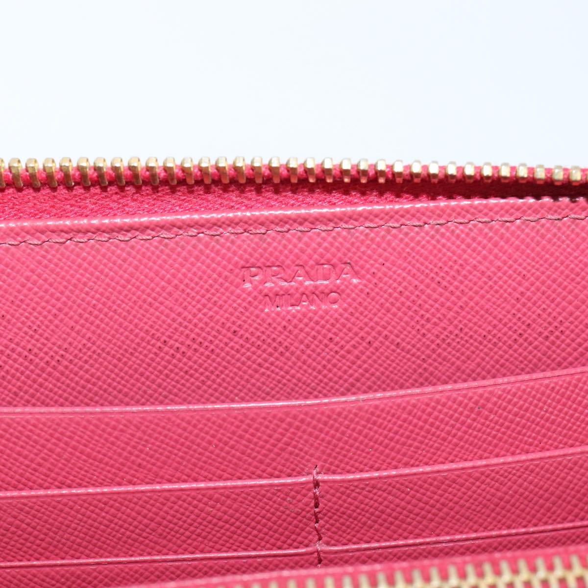 PRADA Long Wallet Safiano leather Pink Auth 80203