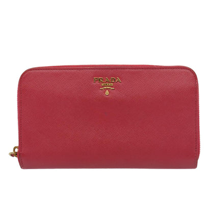 PRADA Long Wallet Safiano leather Pink Auth 80203