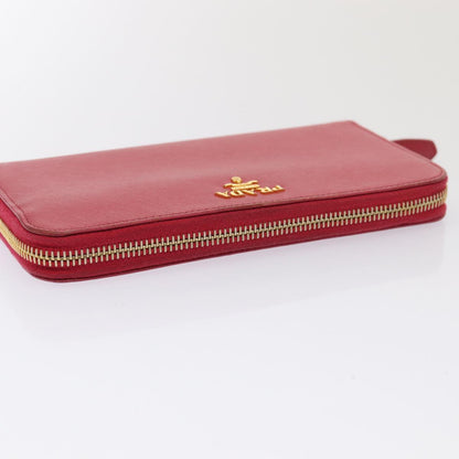 PRADA Long Wallet Safiano leather Pink Auth 80203