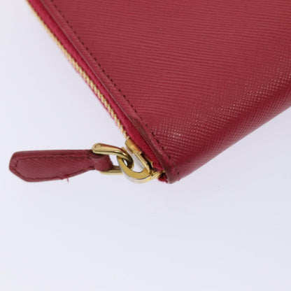 PRADA Long Wallet Safiano leather Pink Auth 80203