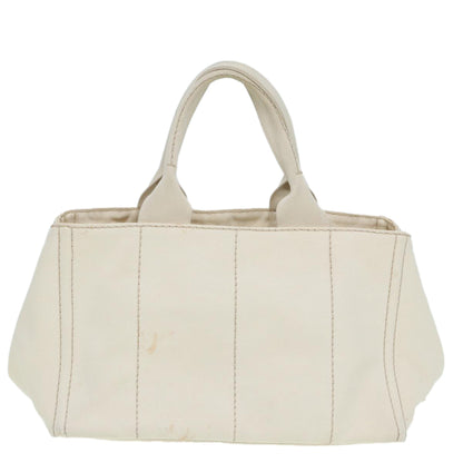 PRADA Canapa MM Hand Bag Canvas Beige Auth 80208