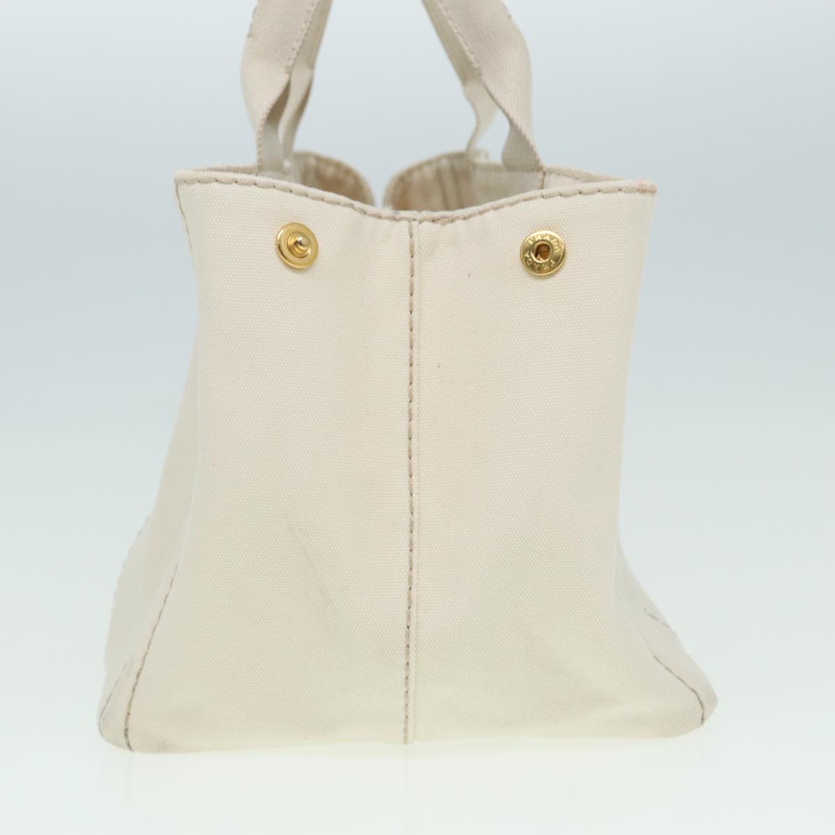 PRADA Canapa MM Hand Bag Canvas Beige Auth 80208