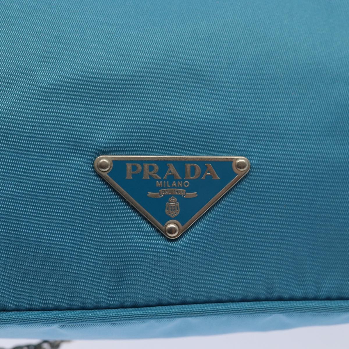 PRADA Chain Shoulder Bag Nylon Light Blue Auth 80225