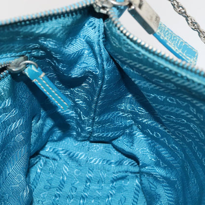 PRADA Chain Shoulder Bag Nylon Light Blue Auth 80225