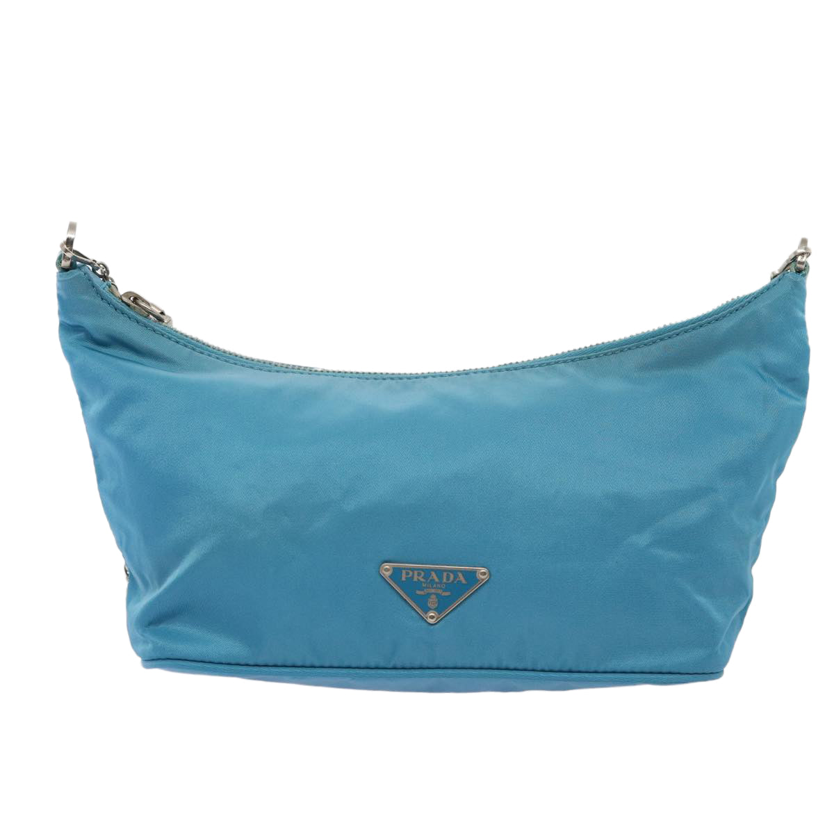 PRADA Chain Shoulder Bag Nylon Light Blue Auth 80225