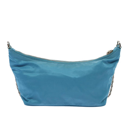 PRADA Chain Shoulder Bag Nylon Light Blue Auth 80225