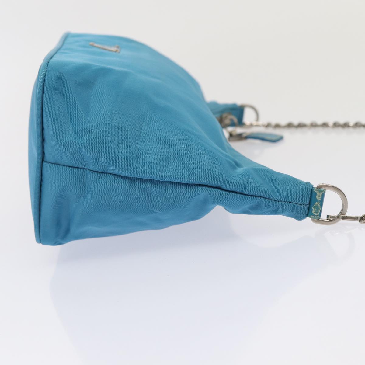 PRADA Chain Shoulder Bag Nylon Light Blue Auth 80225