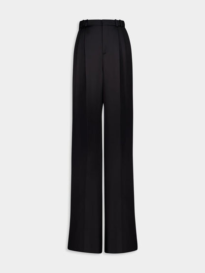 High-Waisted Silk Satin Trousers