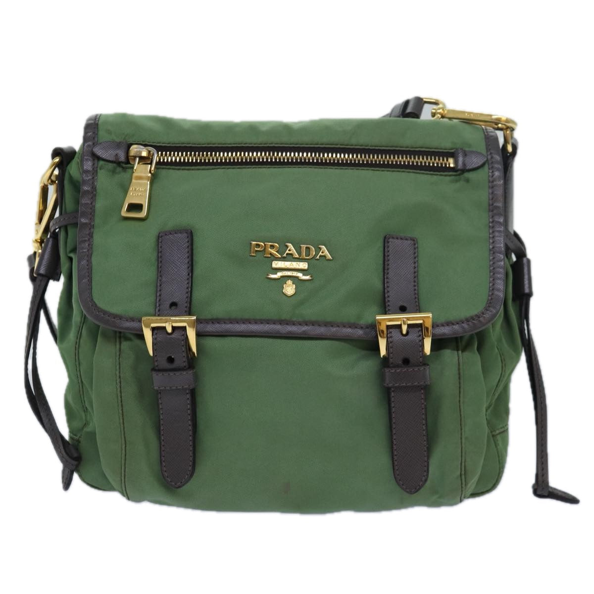 PRADA Shoulder Bag Nylon Khaki Auth 80568