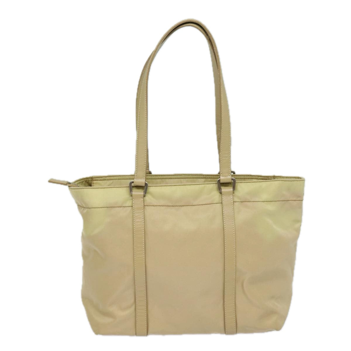 PRADA Tote Bag Nylon Beige Auth 80575