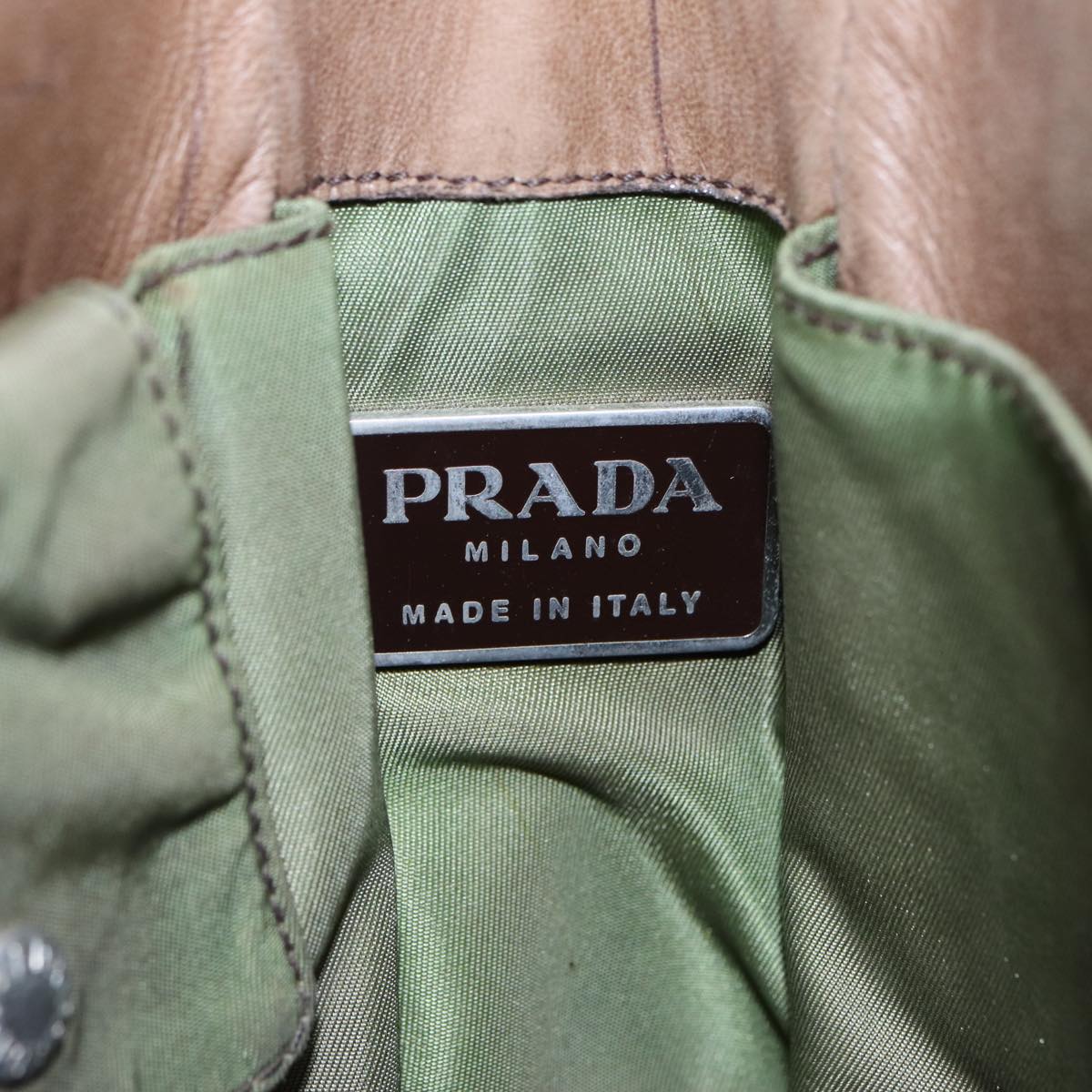 PRADA Tote Bag Nylon Khaki Auth 80577