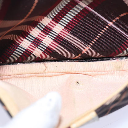 BURBERRY Nova Check Blue Label Shoulder Bag Nylon Red Auth 80617