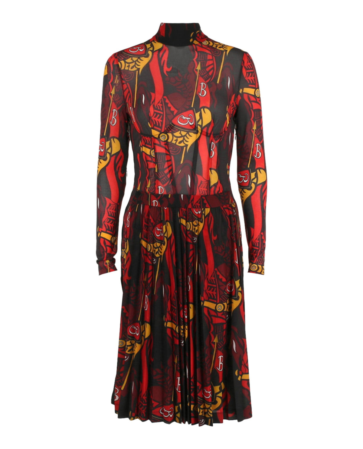 Burberry Womens Long Sleeve Trapeze Dress Black Multi