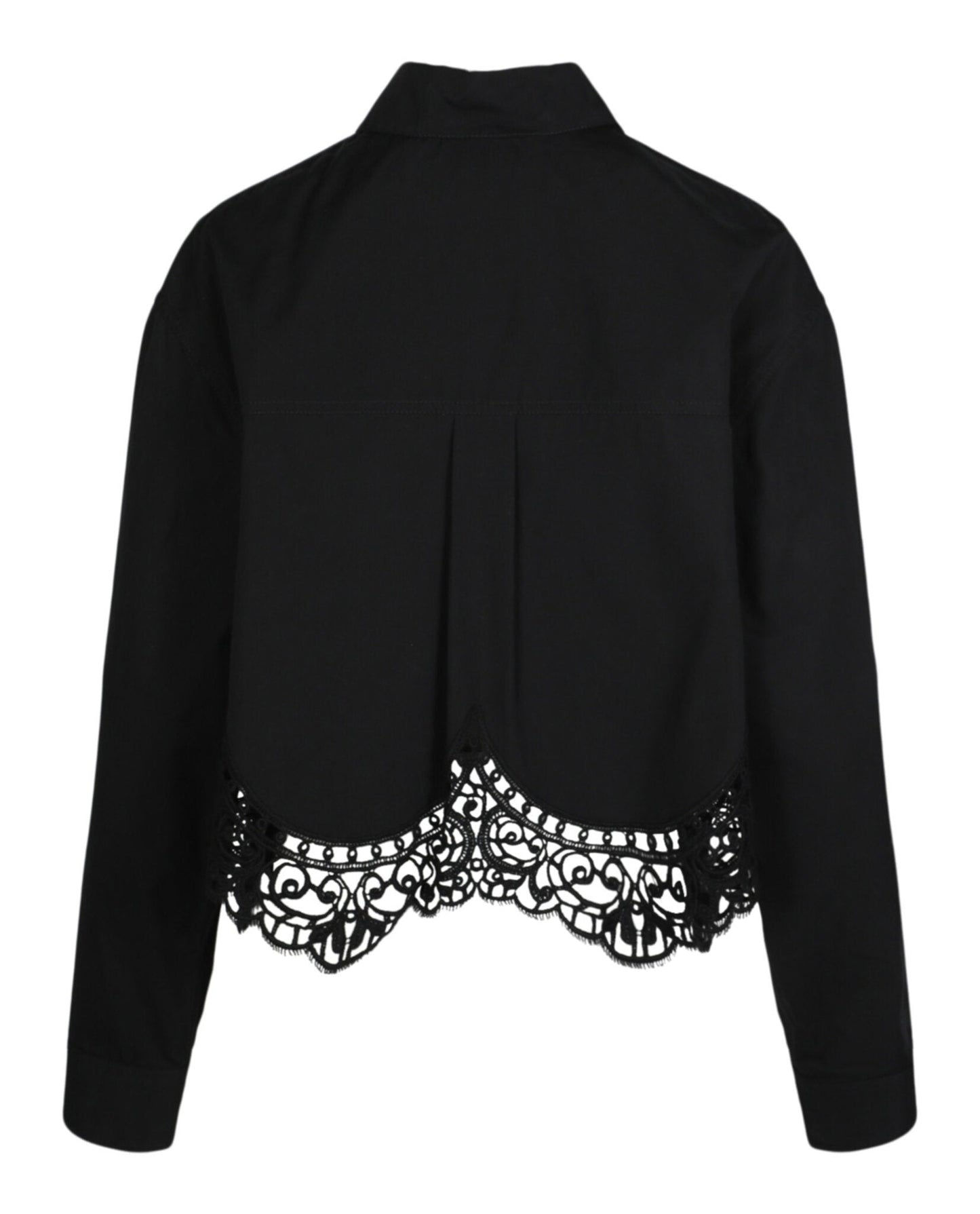 Burberry Womens Cropped Lace Hem Blouse