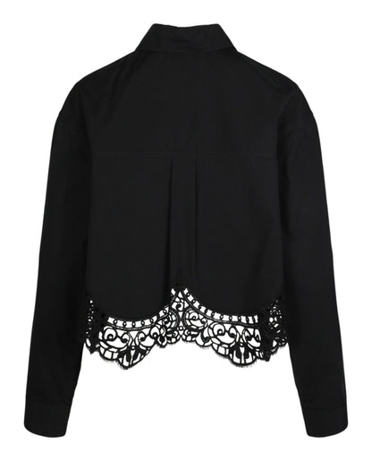 Burberry Womens Cropped Lace Hem Blouse
