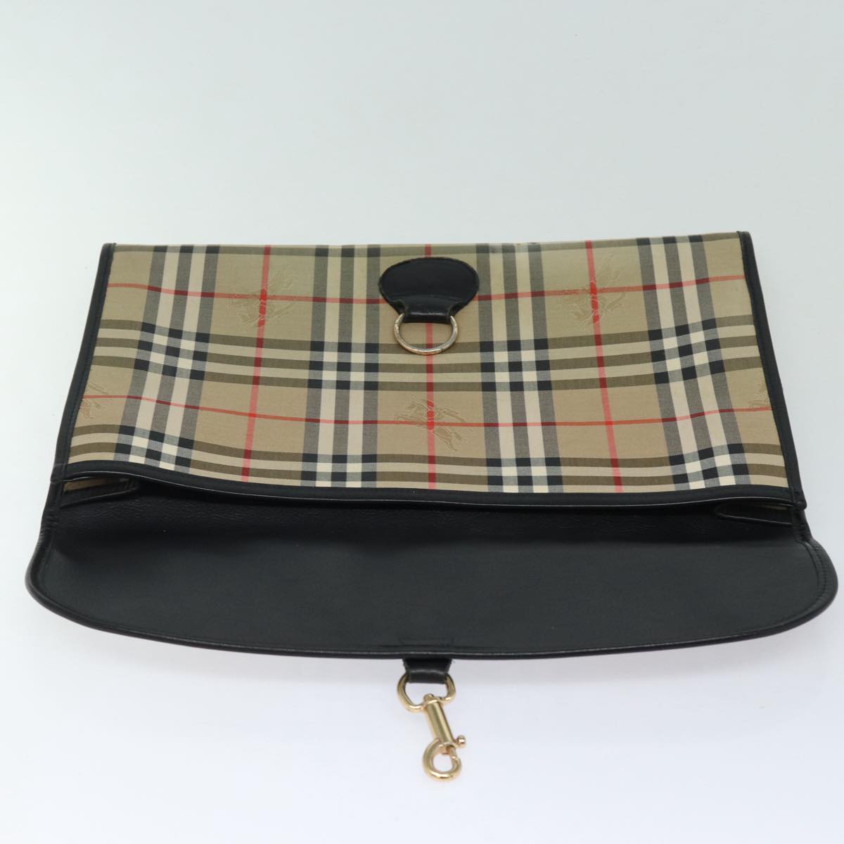 BURBERRYSs Nova Check Clutch Bag Canvas Beige Auth 80704