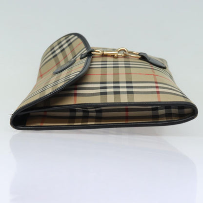 BURBERRYSs Nova Check Clutch Bag Canvas Beige Auth 80704