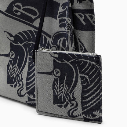Burberry Medium Grey Canvas Tote Bag With Logo Men