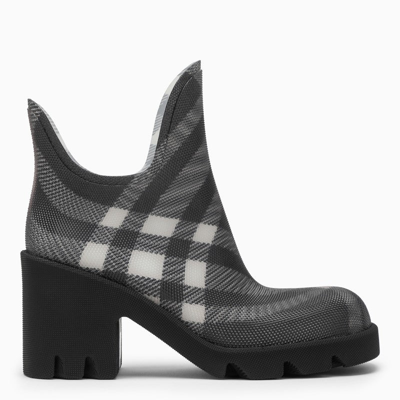 Burberry Marsh Black Rubber Ankle Boots With Check Pattern Women