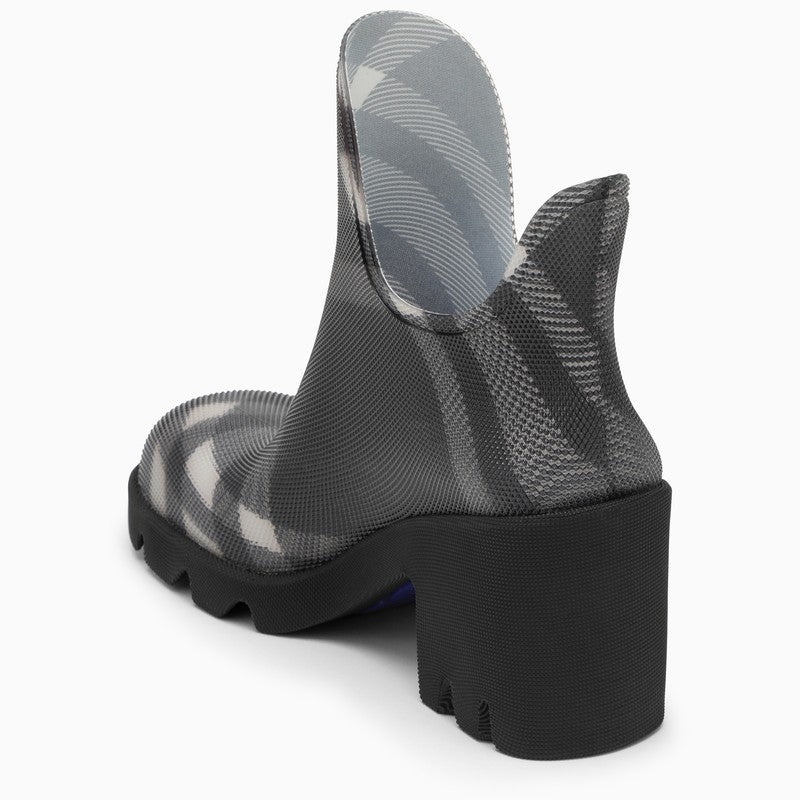 Burberry Marsh Black Rubber Ankle Boots With Check Pattern Women