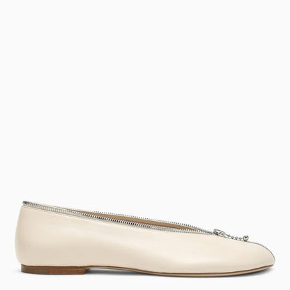 Burberry Sadler Ballerina With Light Beige Leather Zip Women