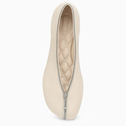 Burberry Sadler Ballerina With Light Beige Leather Zip Women