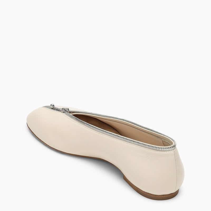 Burberry Sadler Ballerina With Light Beige Leather Zip Women