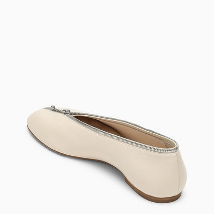 Burberry Sadler Ballerina With Light Beige Leather Zip Women