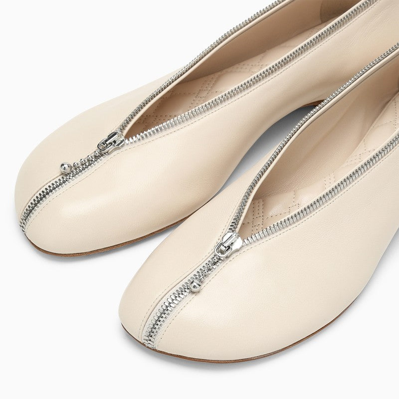 Burberry Sadler Ballerina With Light Beige Leather Zip Women