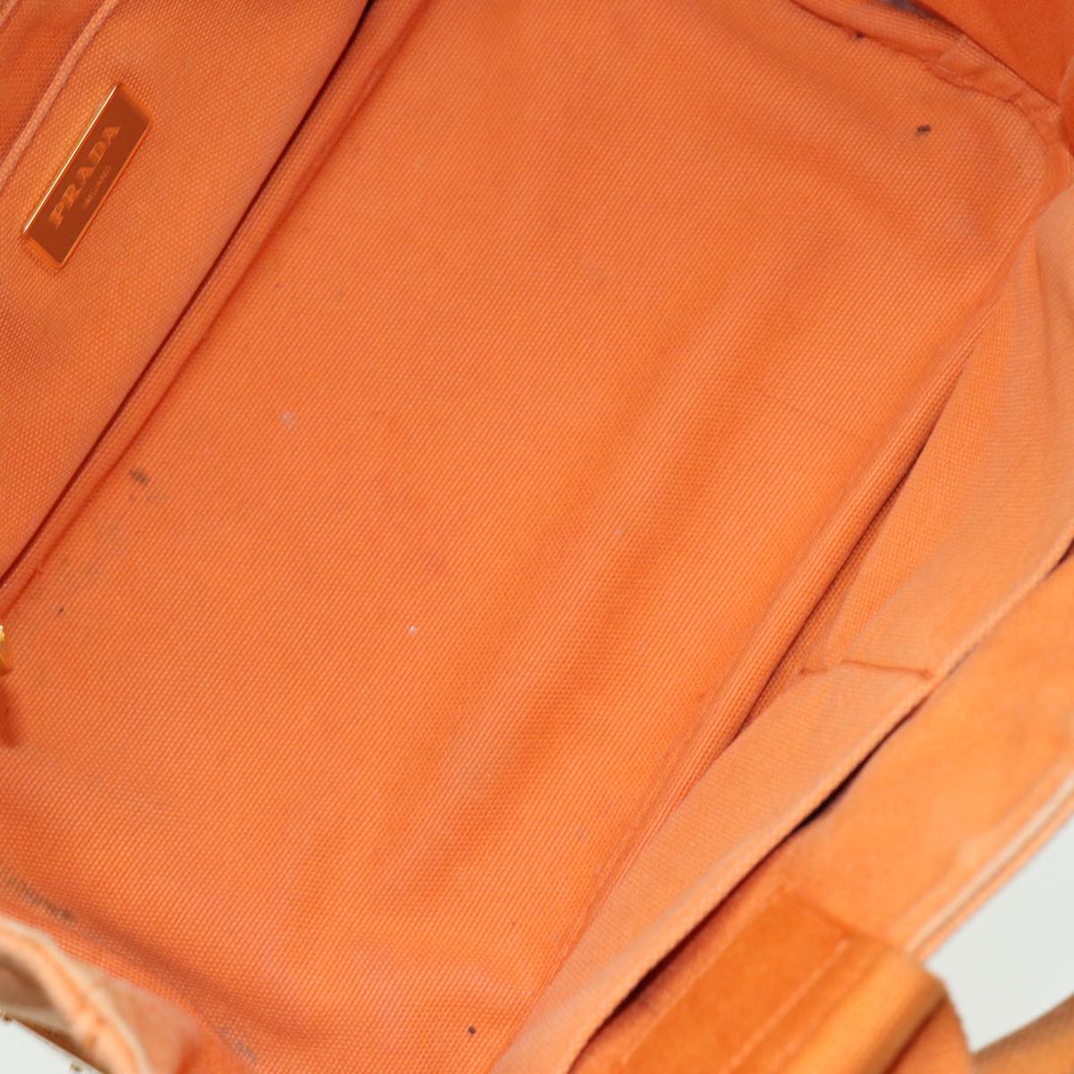 PRADA Canapa PM Hand Bag Canvas Orange Auth 80872