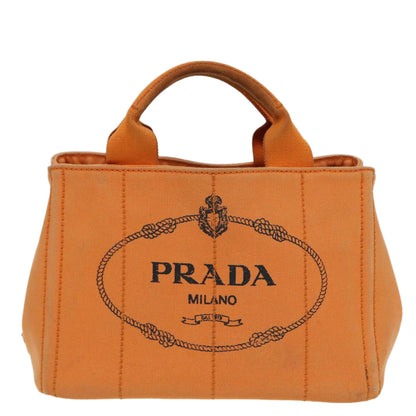 PRADA Canapa PM Hand Bag Canvas Orange Auth 80872