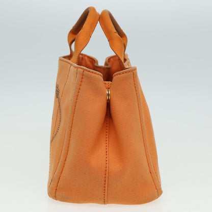 PRADA Canapa PM Hand Bag Canvas Orange Auth 80872