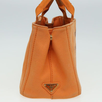 PRADA Canapa PM Hand Bag Canvas Orange Auth 80872