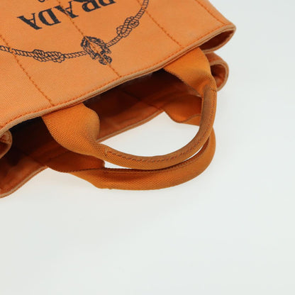 PRADA Canapa PM Hand Bag Canvas Orange Auth 80872