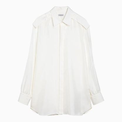 Burberry White Silk Grain-Coloured Shirt Women