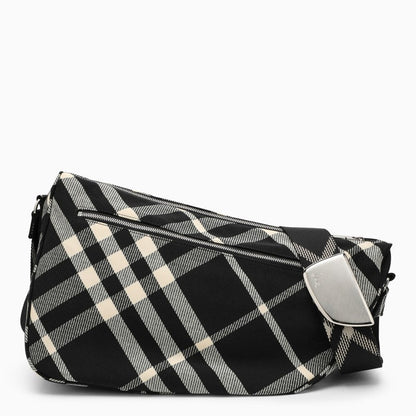 Burberry Shield Large Messenger Bag Black/Calico Cotton Blend With Check Pattern Men