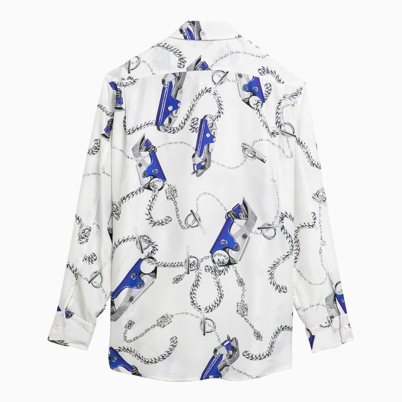 Burberry White Shirt With Blue Silk Pattern Women