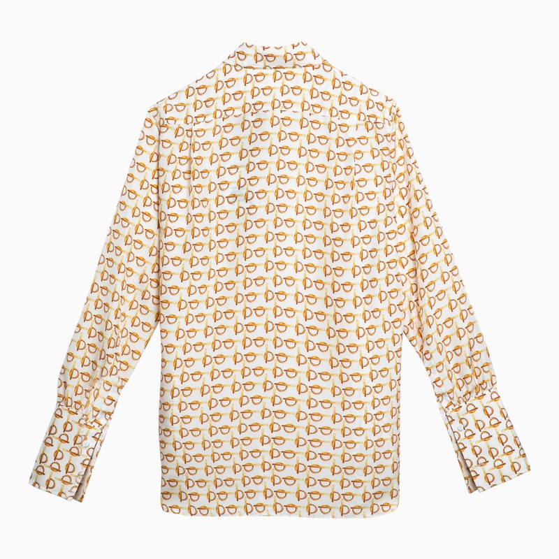 Burberry White Shirt With Gold Silk Motif Women