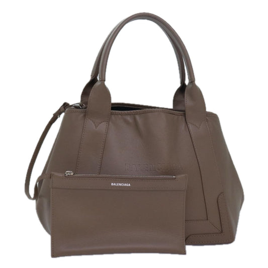 Balenciaga Navy Cabas Hand Bag Leather Gray 339933 Auth 80962