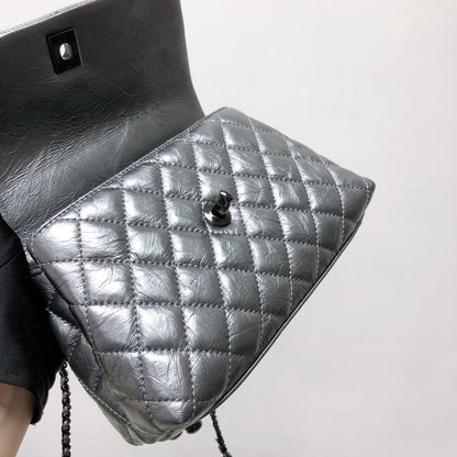 Quilted Mini Coco Handle Flap Silver