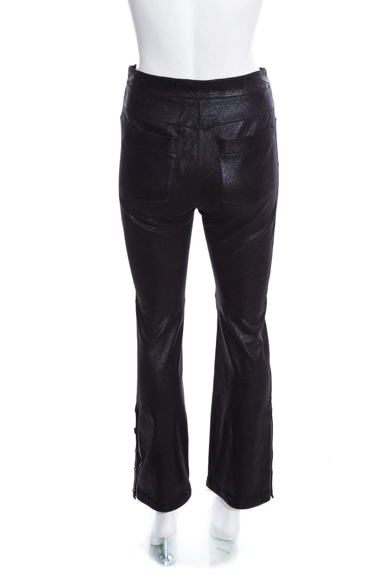 Chanel Black Sparkle Stretch Lambskin Pants SZ 38