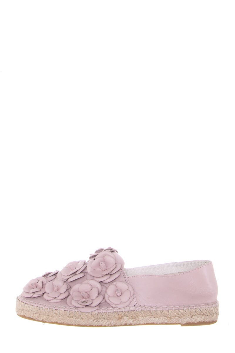 Chanel Blush Camellia Detail Espadrille SZ 41