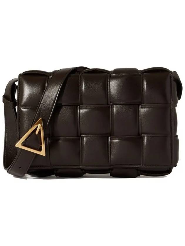 Luxury Bottega Veneta Gold Padded Cassette Cross Bag Fondente