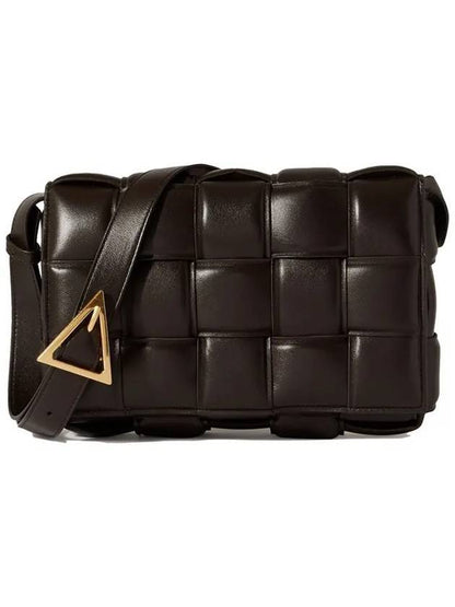 Luxury Bottega Veneta Gold Padded Cassette Cross Bag Fondente
