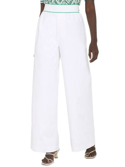 Luxury Bottega Veneta Women's Elastic Cotton Tennis Straight Pants White