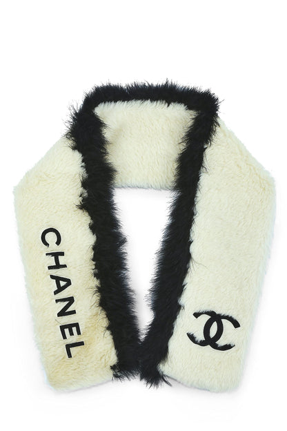 Chanel,  Cream & Black Faux Fur Scarf, Multi