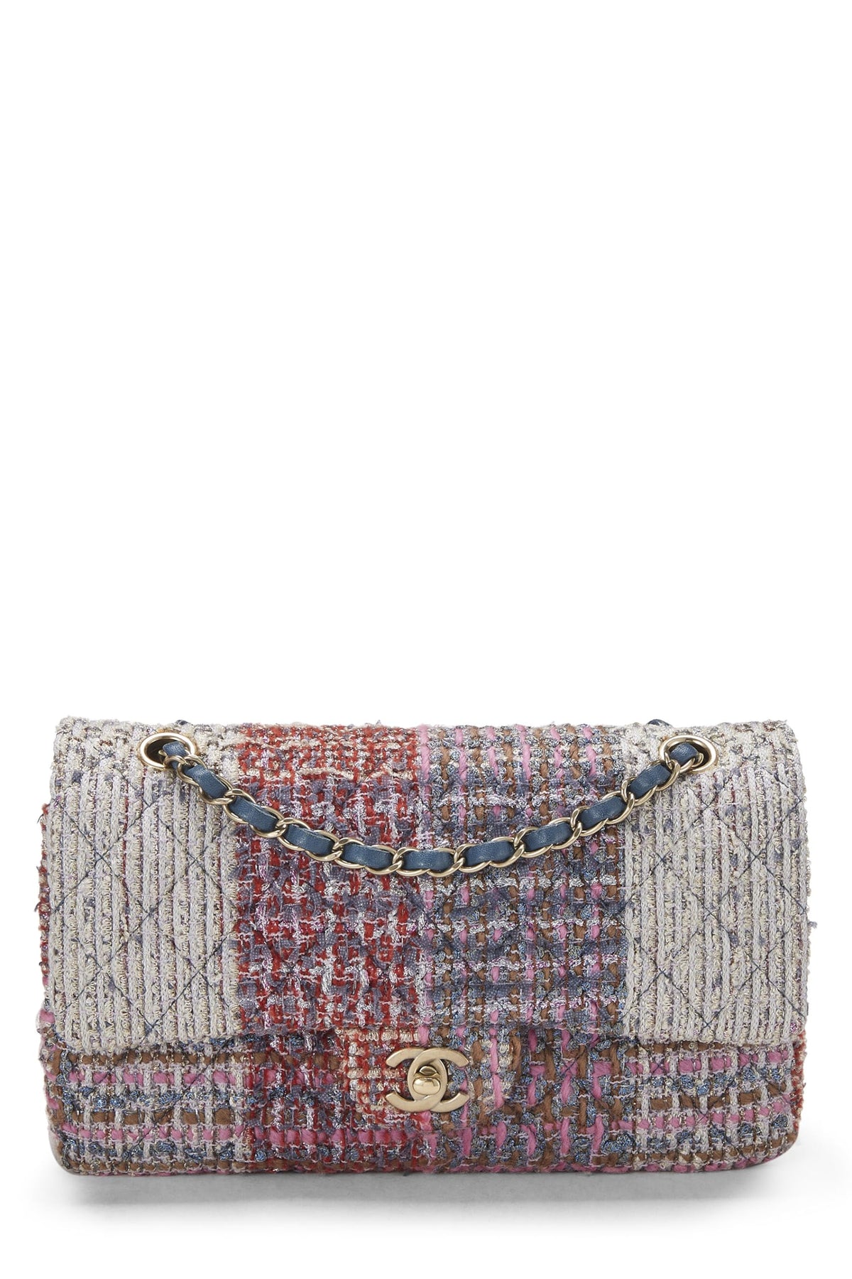 Chanel,  Multicolor Paneled Tweed Classic Double Flap Medium, Multi