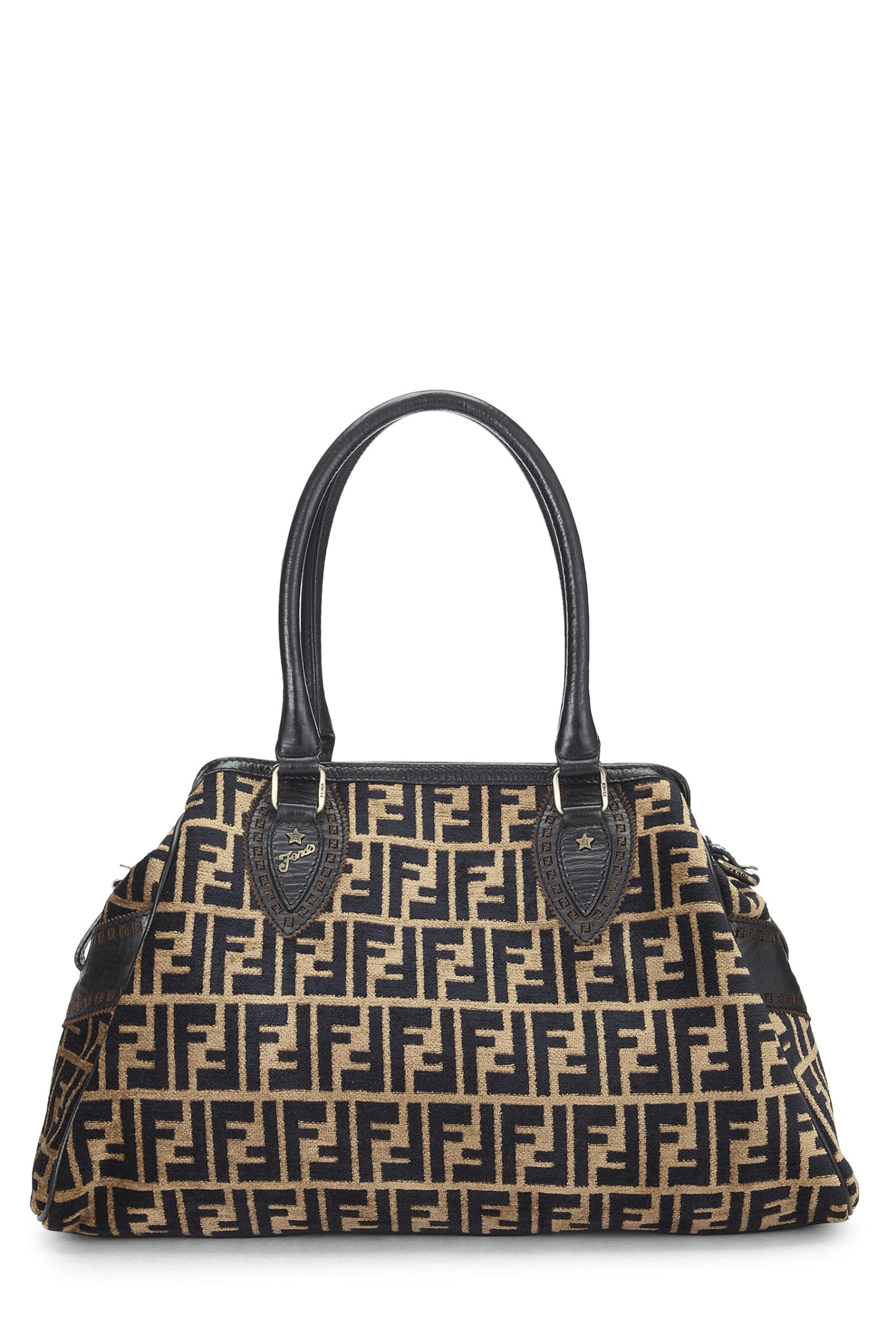 Fendi,  Black & Beige Zucca Velour Bag Du Jour Medium, Brown